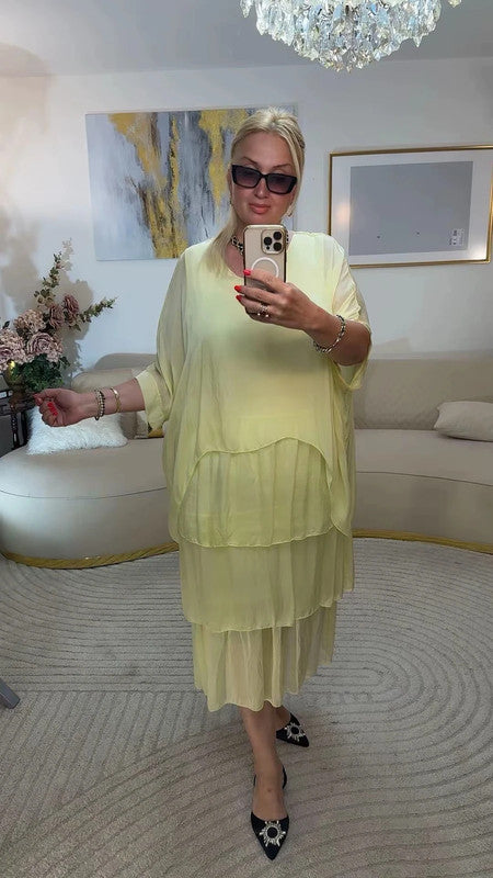 Abito lungo giallo limone Made in Italy 💛