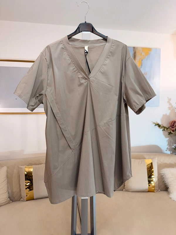 🤍 Blusa oversize beige asimmetrica Made in Italy