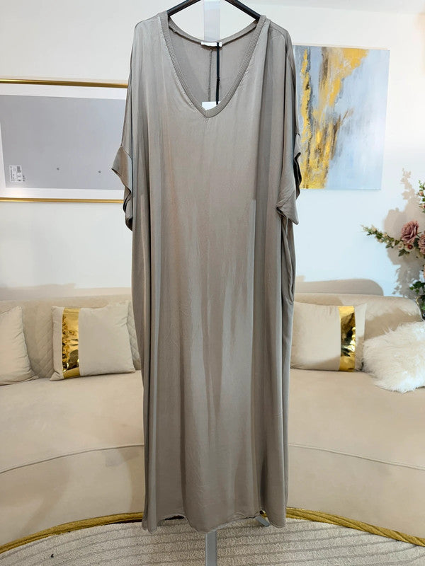 Vestito oversize fluido in viscosa tortora
