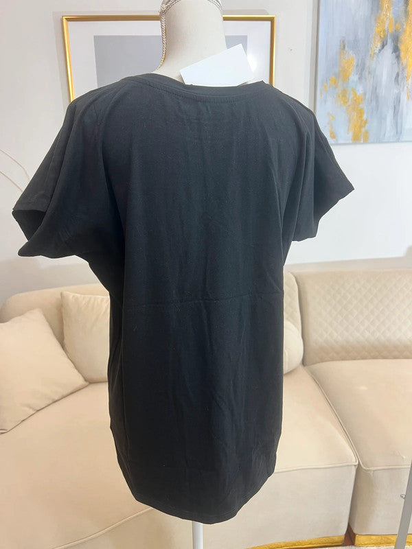 T-shirt nera con stampa dorata – Made in Italy