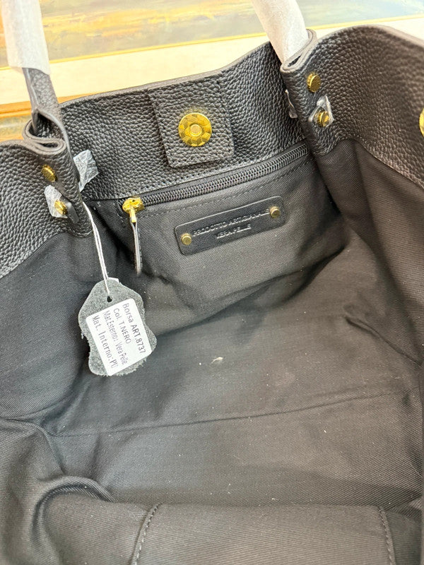 👜 Borsa in vera pelle nera – Made in Italy