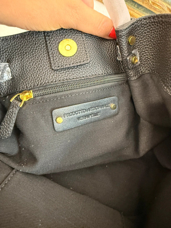 👜 Borsa in vera pelle nera – Made in Italy