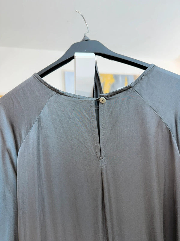 Vestito lungo viscosa grigio grafite con cintura