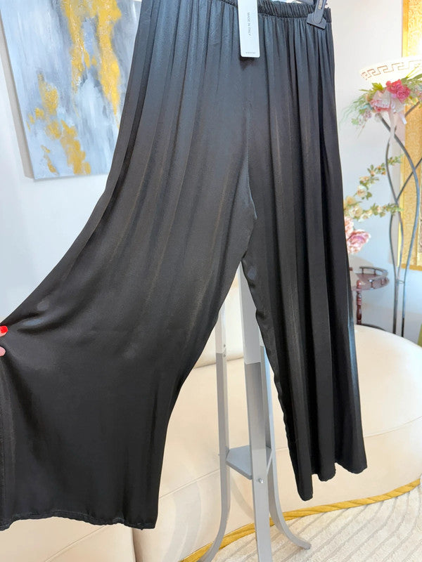 Pantaloni palazzo in viscosa nera