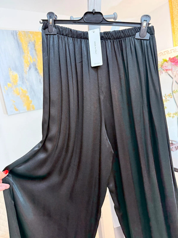Pantaloni palazzo in viscosa nera