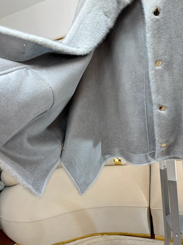 Giacca-poncho in ecopelliccia, taglia unica fino a 3XL