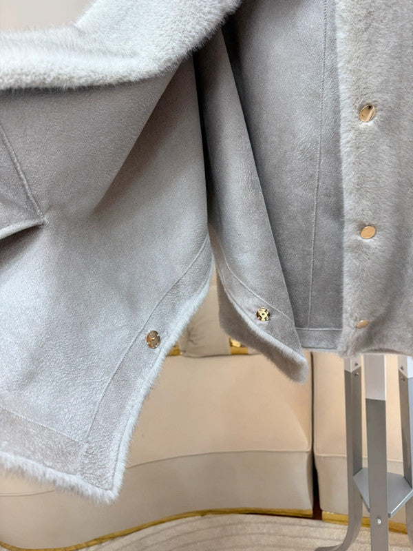 Giacca-poncho in ecopelliccia, taglia unica fino a 3XL