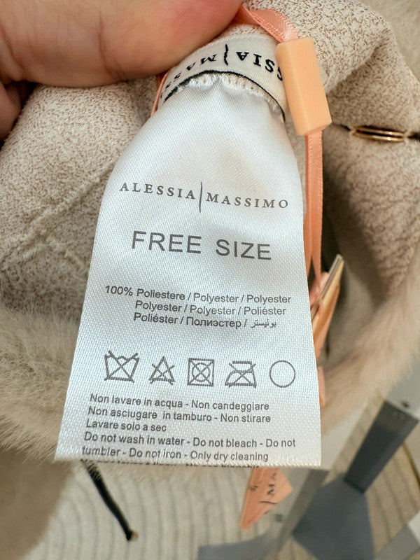 Poncho in eco-pelliccia beige