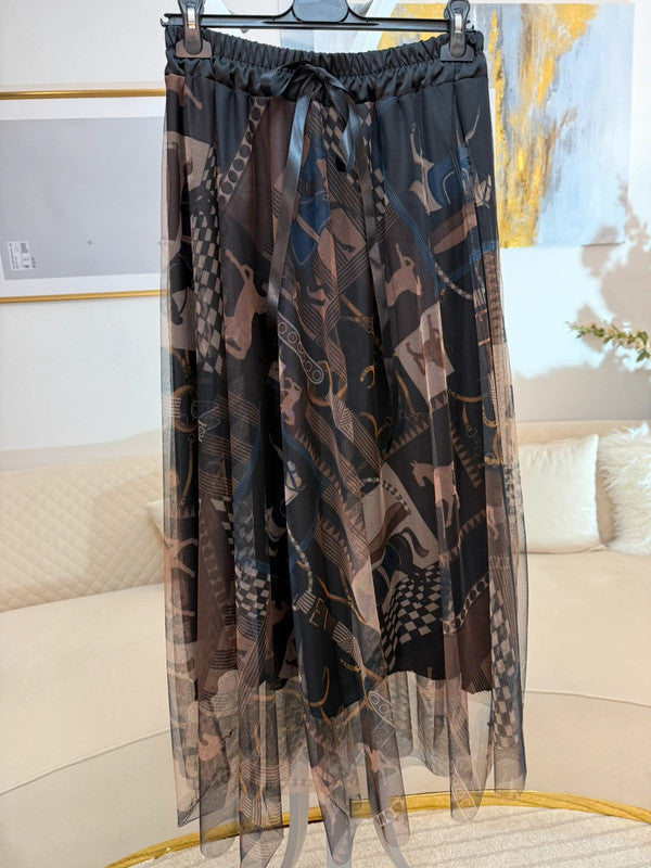 Gonna leggera in tulle con motivo cavalli
