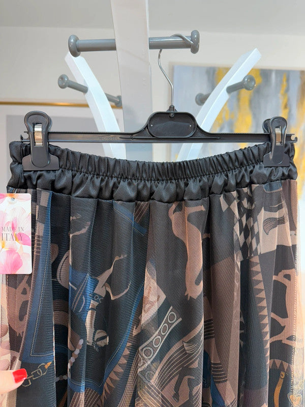 Gonna leggera in tulle con motivo cavalli