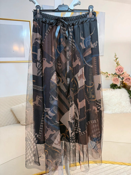 Gonna leggera in tulle con motivo cavalli