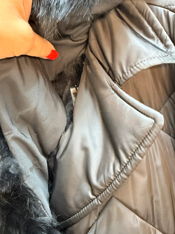 Piumino lungo trapuntato con cintura