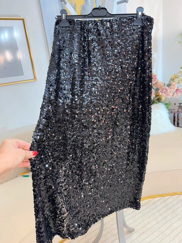 Gonna midi in paillettes nero 🖤