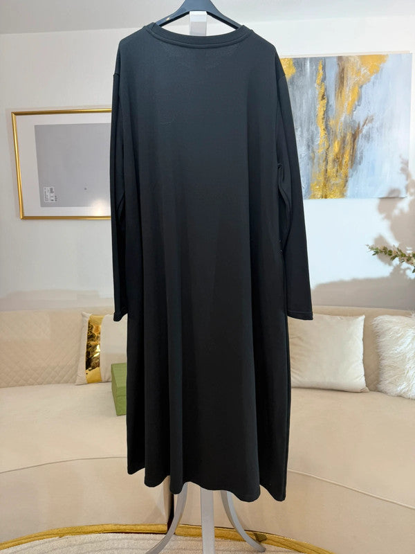 🌹Vestito longuette nero con rosa in rilievo