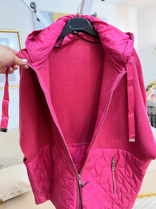 Gilet oversize con cappuccio – colore fucsia intenso 💗