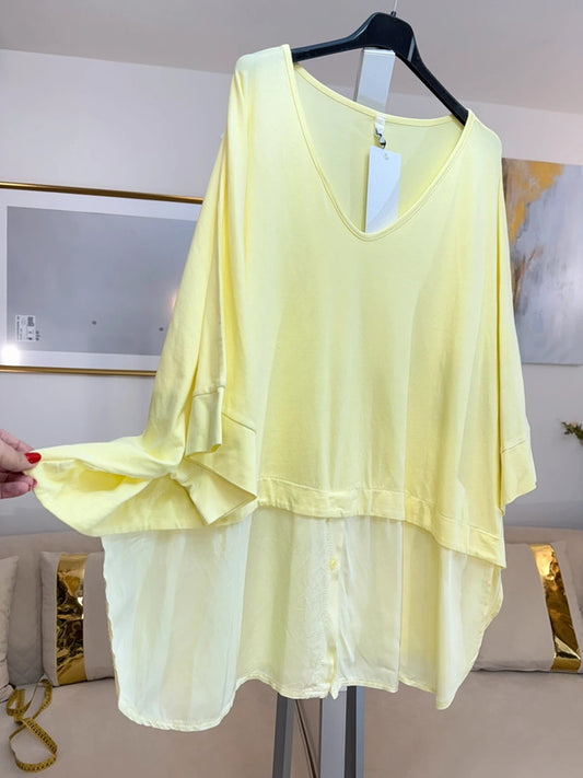 Blusa tunica oversize giallo limone Made in Italy 🍋