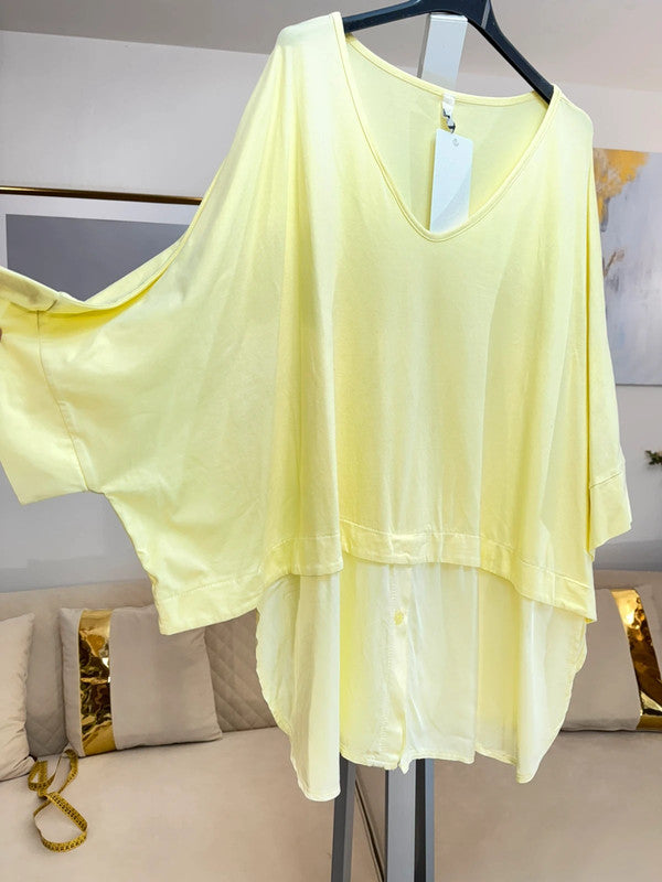 Blusa tunica oversize giallo limone Made in Italy 🍋