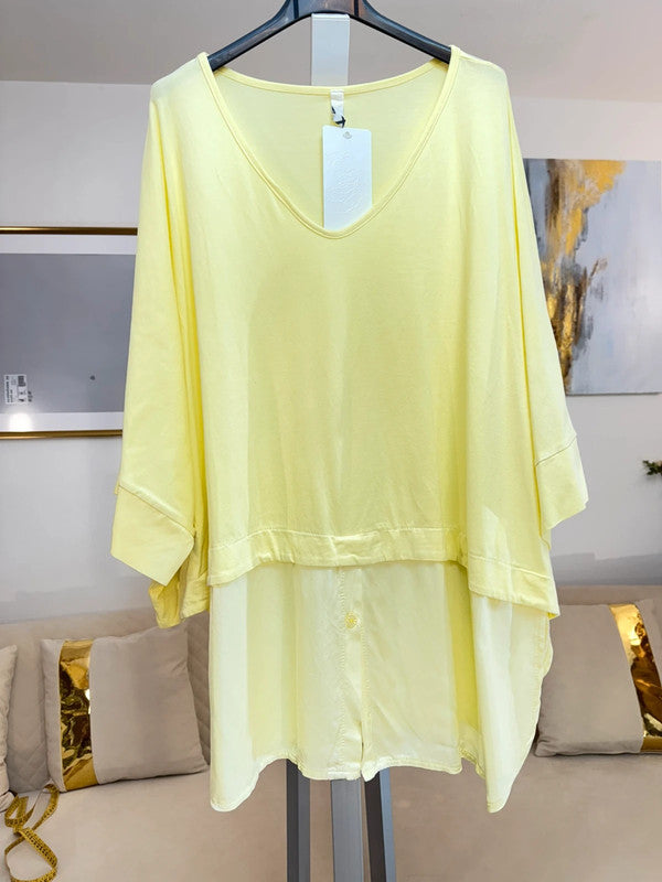 Blusa tunica oversize giallo limone Made in Italy 🍋
