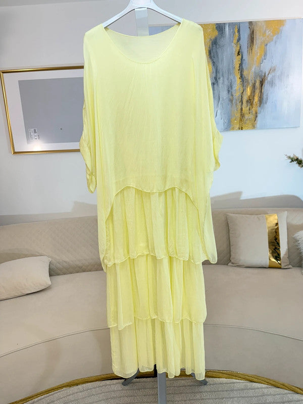 Abito lungo giallo limone Made in Italy 💛