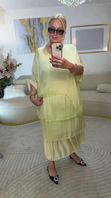 Abito lungo giallo limone Made in Italy 💛