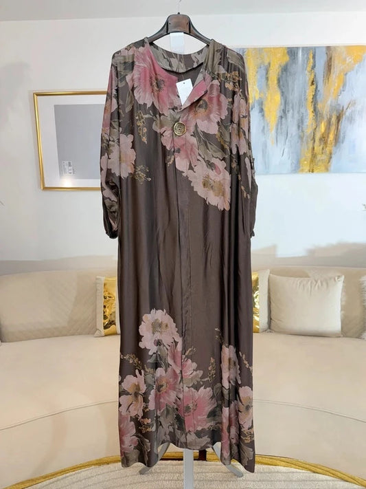 Vestito lungo floreale in viscosa Made in Italy 🌸