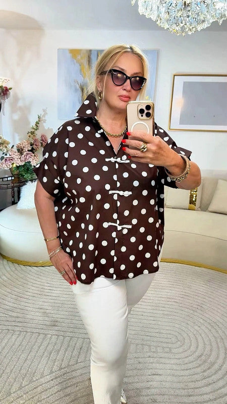 Camicia oversize a pois marrone 🤍