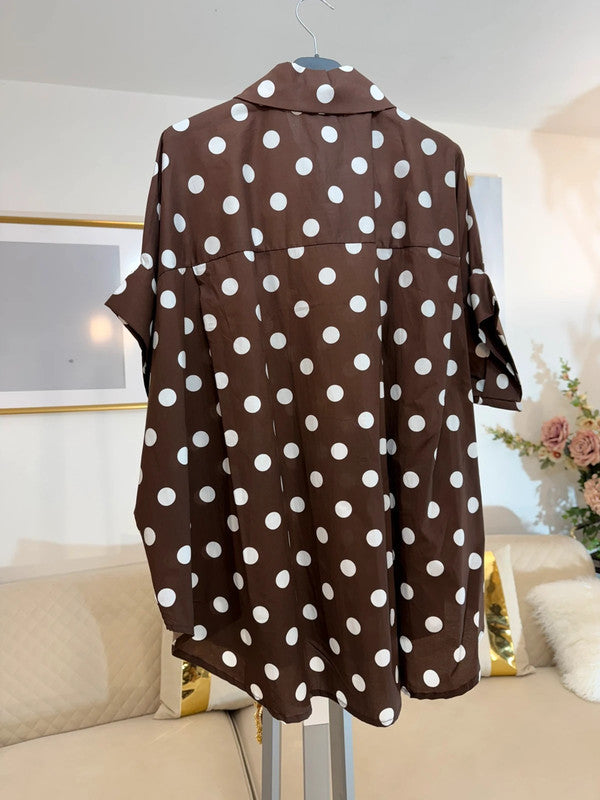 Camicia oversize a pois marrone 🤍