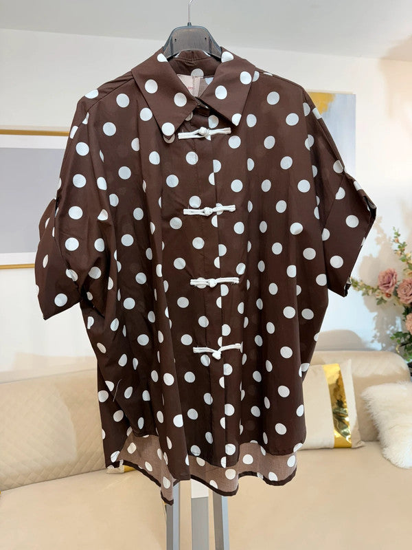 Camicia oversize a pois marrone 🤍