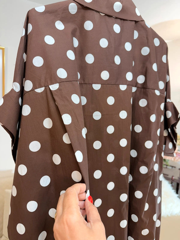 Camicia oversize a pois marrone 🤍