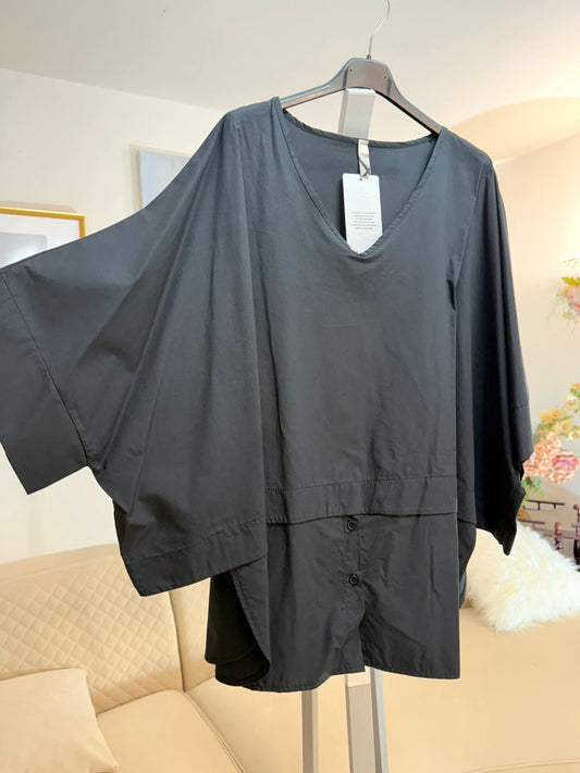 Tunica oversize nera in cotone 🖤 minimal ed elegante