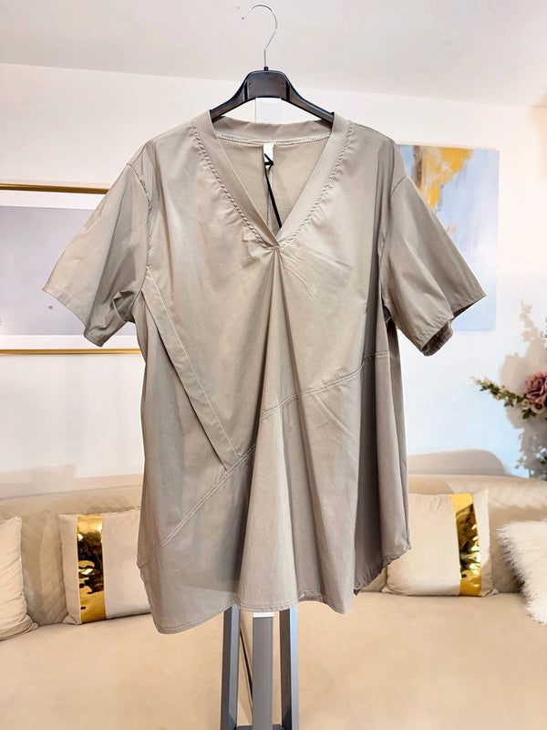 🤍 Blusa oversize beige asimmetrica Made in Italy