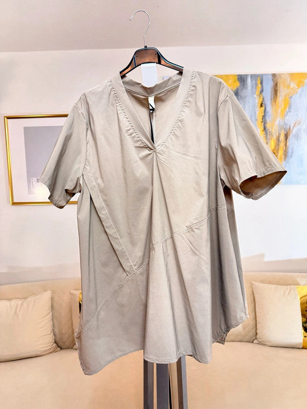 🤍 Blusa oversize beige asimmetrica Made in Italy