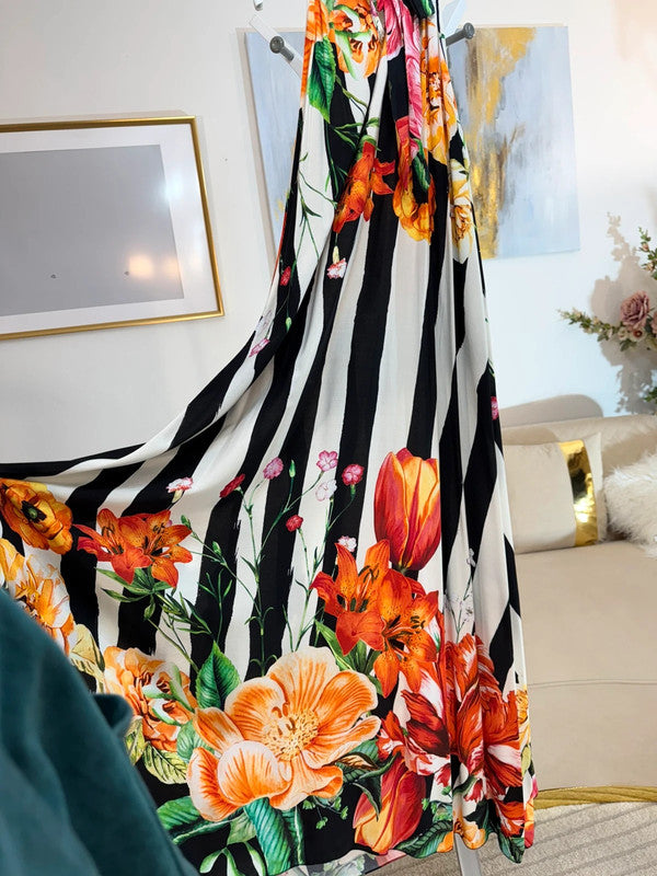 Vestito lungo fluido con stampa floreale 🌺 elegante e scenografico