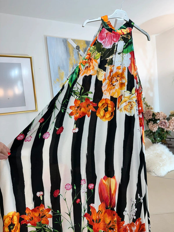 Vestito lungo fluido con stampa floreale 🌺 elegante e scenografico