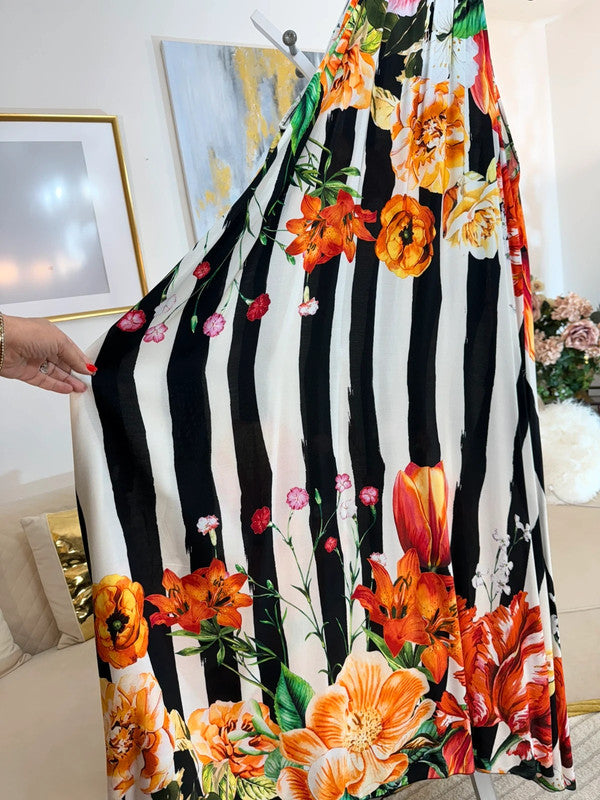 Vestito lungo fluido con stampa floreale 🌺 elegante e scenografico