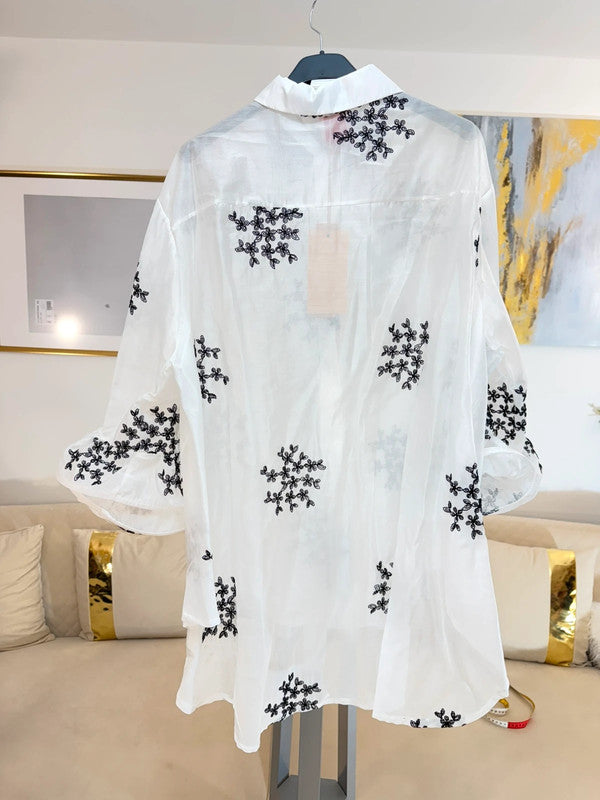 Camicia oversize ricamata Made in Italy