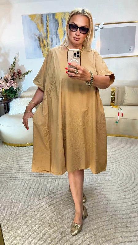 🤎 Vestito oversize beige fluido Made in Italy