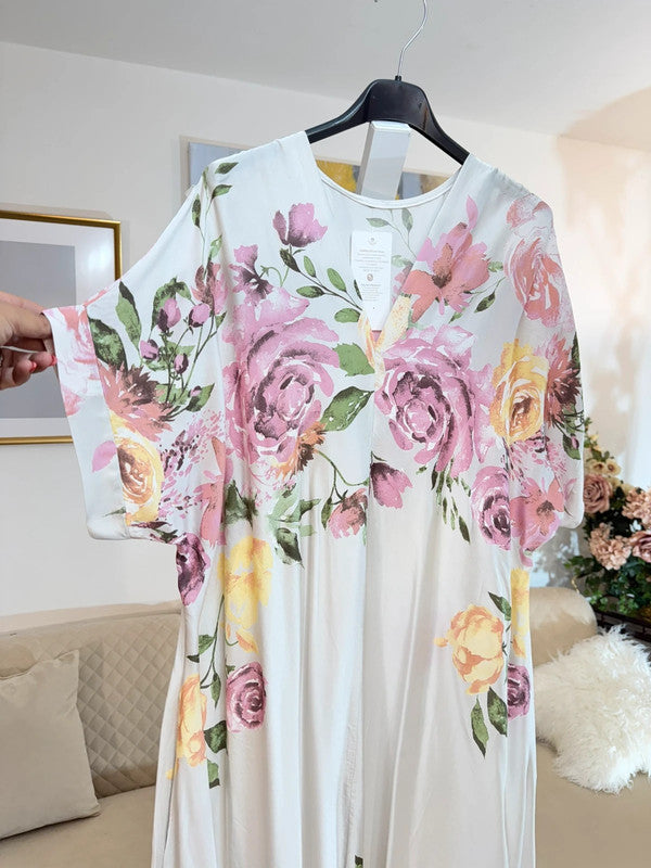 Vestito lungo oversize floreale viscosa Made in Italy