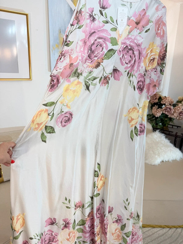 Vestito lungo oversize floreale viscosa Made in Italy