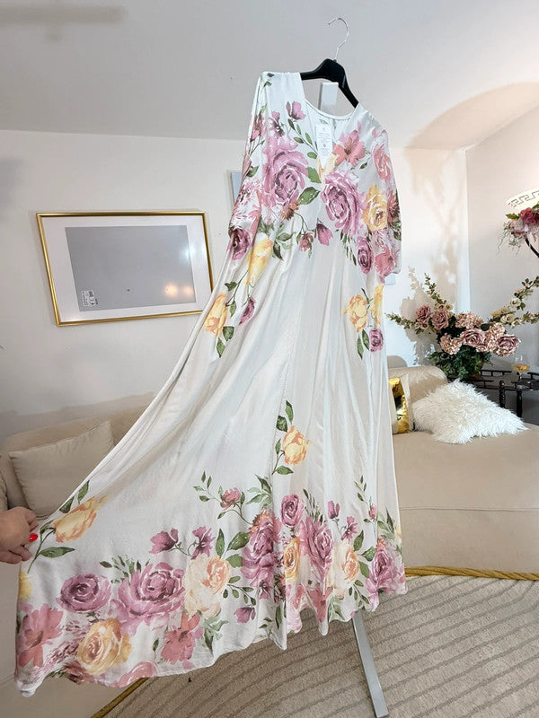 Vestito lungo oversize floreale viscosa Made in Italy