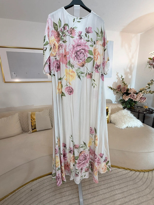 Vestito lungo oversize floreale viscosa Made in Italy