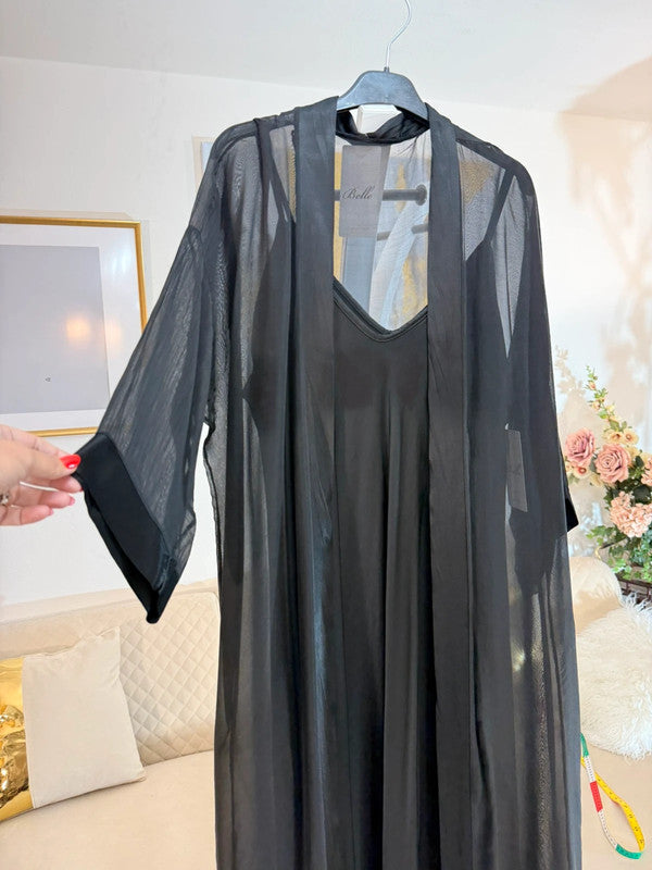 Kimono lungo in seta trasparente Made in Italy