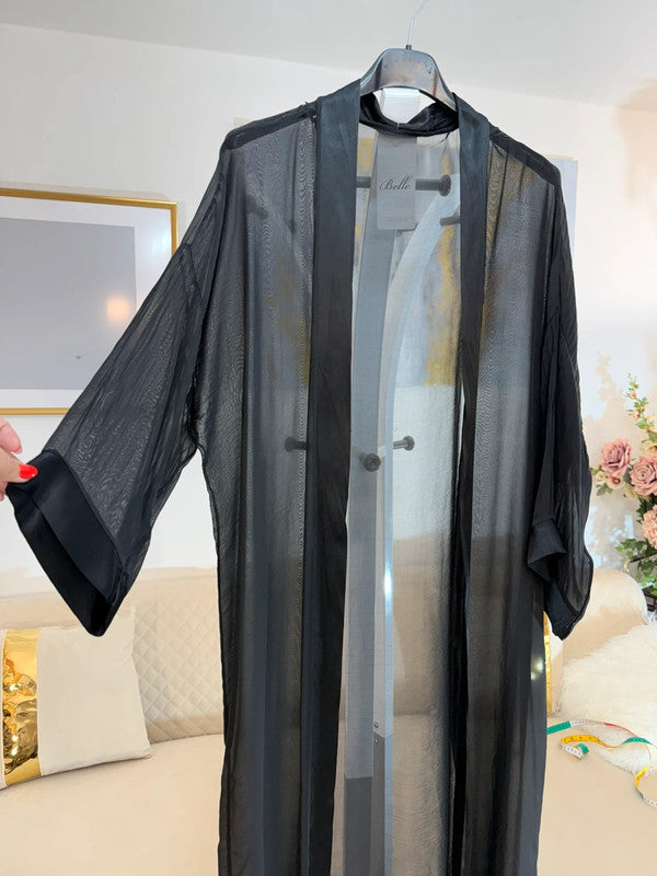 Kimono lungo in seta trasparente Made in Italy
