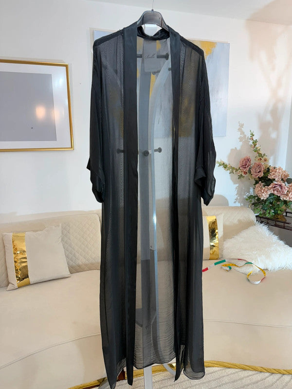 Kimono lungo in seta trasparente Made in Italy