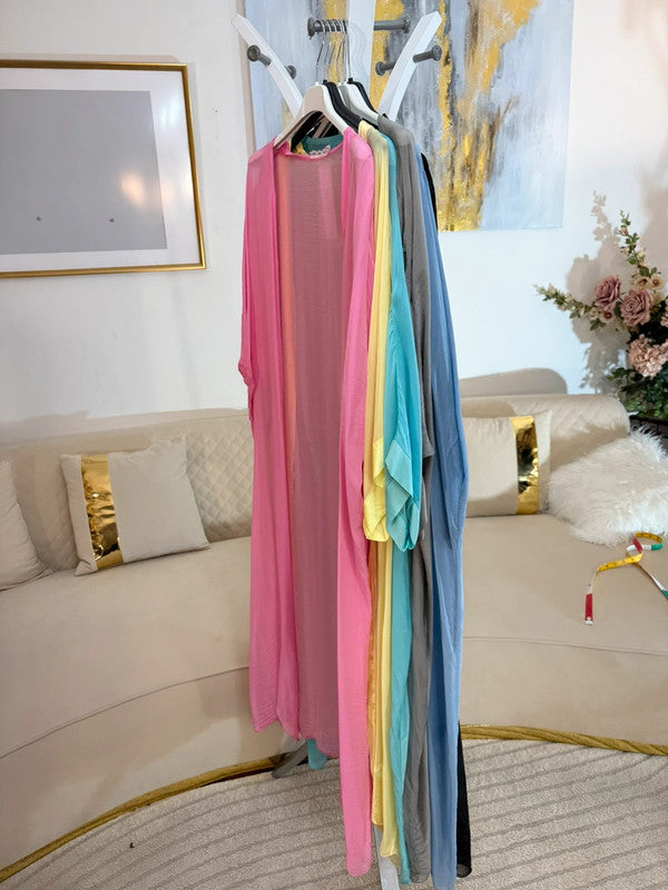 Kimono lungo in seta trasparente Made in Italy