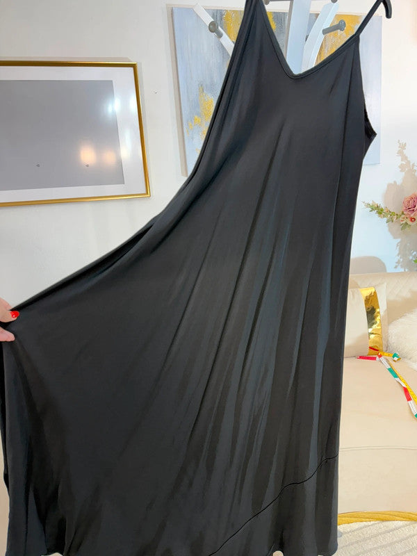 Vestito lungo fluido in viscosa Made in Italy