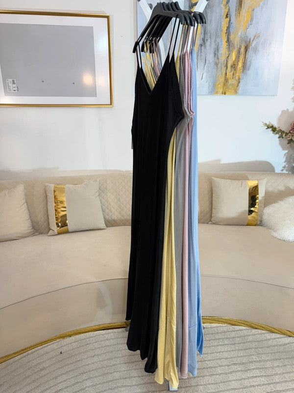 Vestito lungo fluido in viscosa Made in Italy