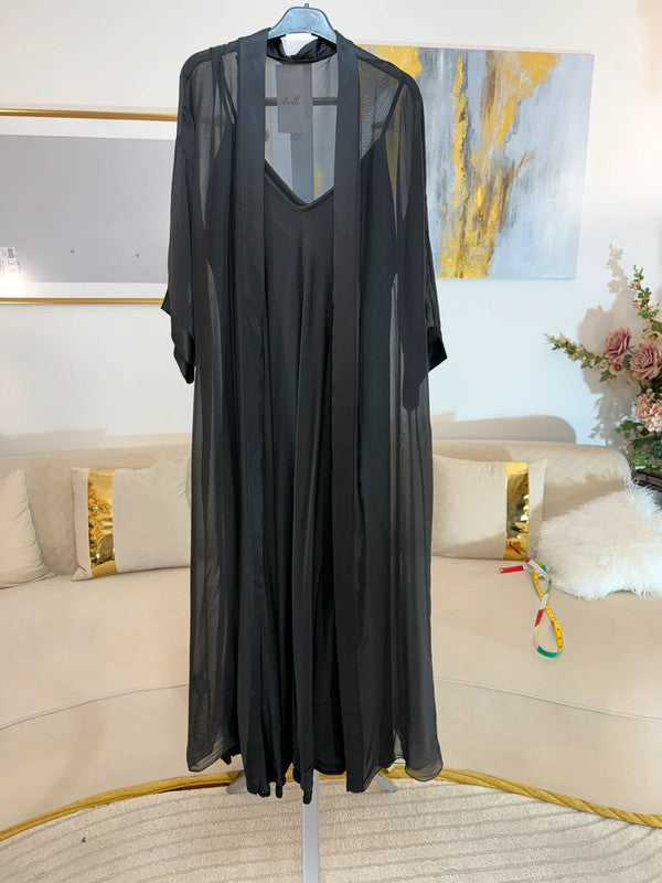 Vestito lungo fluido in viscosa Made in Italy