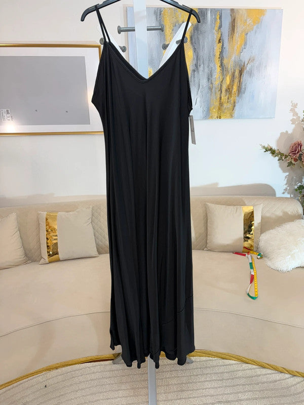 Vestito lungo fluido in viscosa Made in Italy