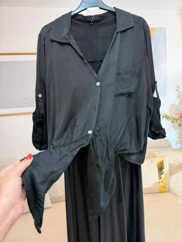 Giacca leggera annodata in viscosa Made in Italy 🖤